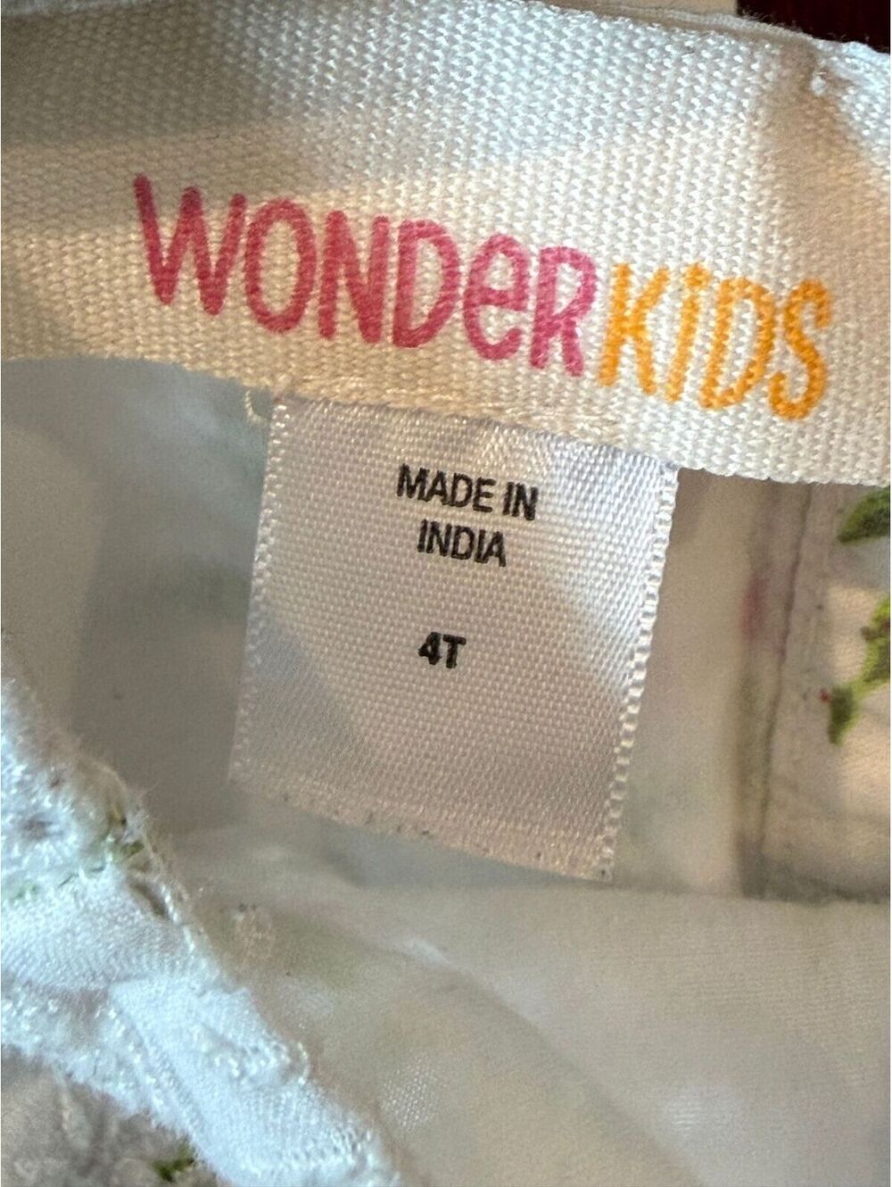 WonderKids Girls 4T White Floral Embroidered Cotton Dress - Picture 2 of 4